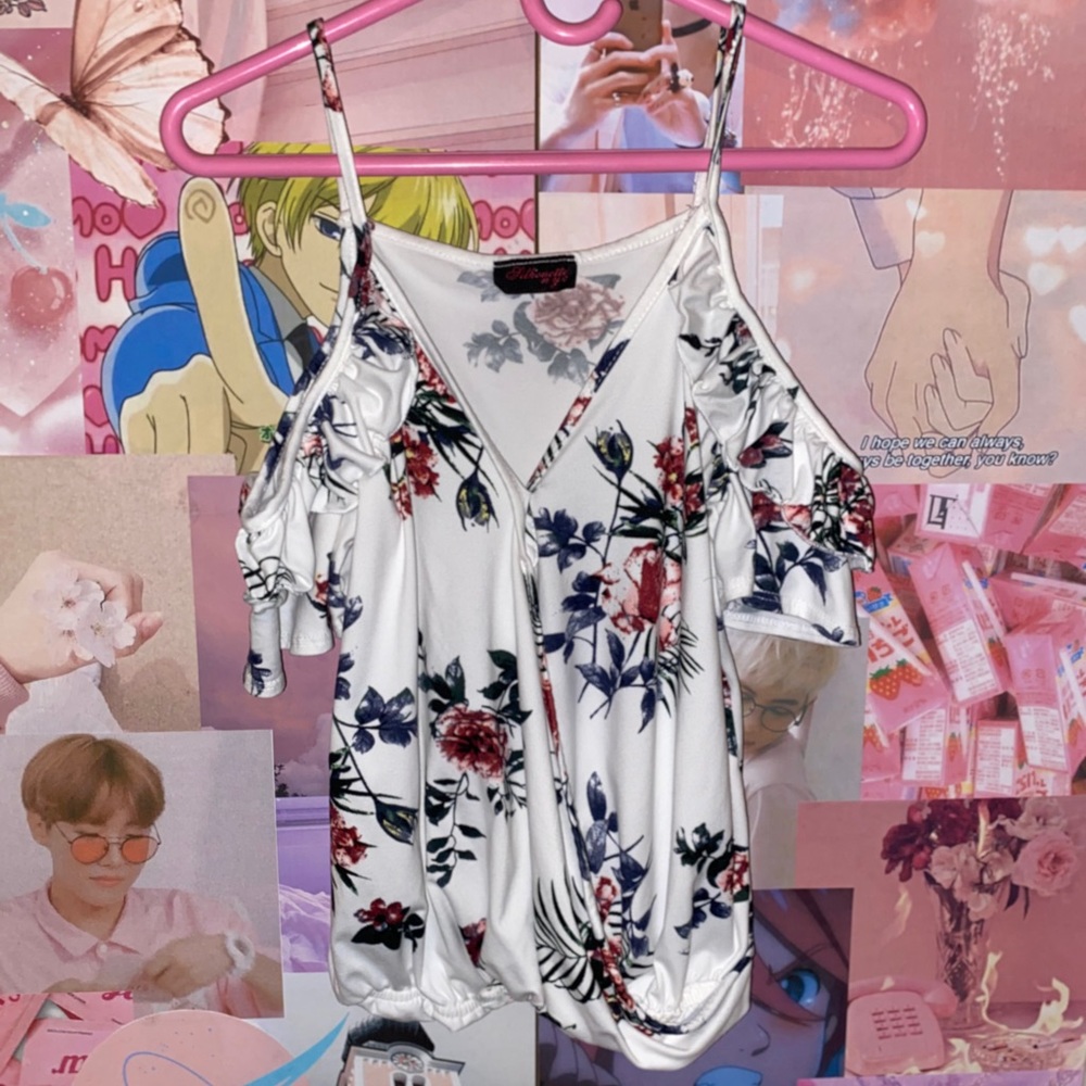 White Floral Off the Shoulder Top